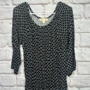 Michael Kors‎ Black White Womens Top Blouse Size Large